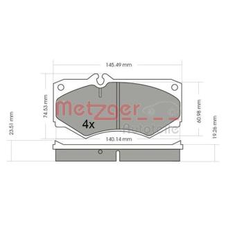 Jeu de 4 plaquettes de frein avant METZGER OEM A9004200200 Jeu de 4 plaquettes de frein avant METZGER OEM A9004200200