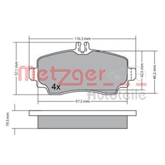 Jeu de 4 plaquettes de frein avant METZGER OEM A4144200220