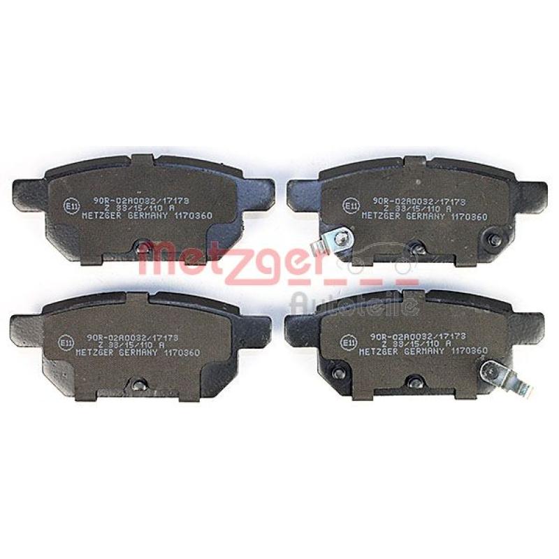 Jeu de 4 plaquettes de frein arrière METZGER 1170360 - Visuel 1