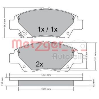 Jeu de 4 plaquettes de frein avant METZGER OEM 45022TF0G00