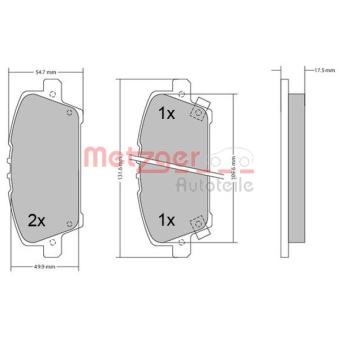 Jeu de 4 plaquettes de frein avant METZGER OEM 45022SMGE01