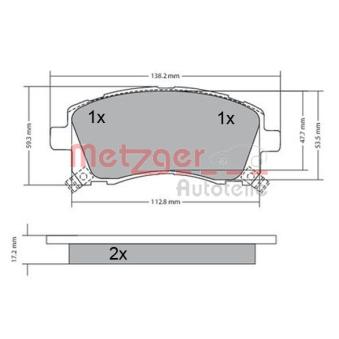 Jeu de 4 plaquettes de frein avant METZGER OEM 26296AC041