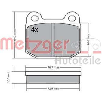 Jeu de 4 plaquettes de frein avant METZGER 1170425