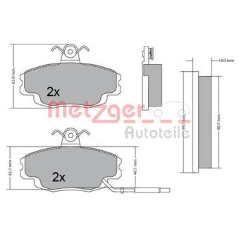 Jeu de 4 plaquettes de frein avant METZGER OEM 7701206082