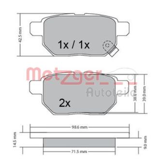 Jeu de 4 plaquettes de frein arrière METZGER OEM 0446612130