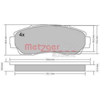 Jeu de 4 plaquettes de frein avant METZGER OEM 45022SWWG01