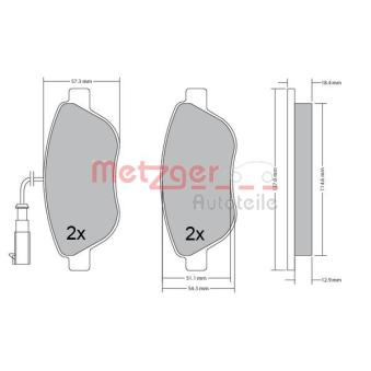 Jeu de 4 plaquettes de frein avant METZGER OEM 77365468