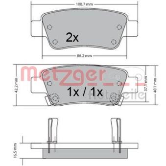 Jeu de 4 plaquettes de frein arrière METZGER OEM 43022SWWG01