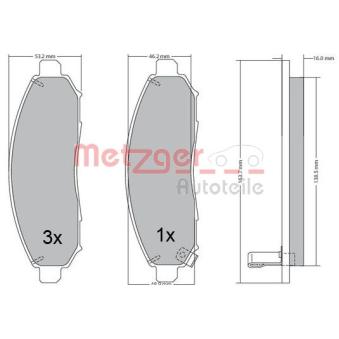 Jeu de 4 plaquettes de frein avant METZGER OEM 41060EB326