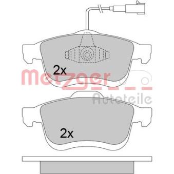 Jeu de 4 plaquettes de frein avant METZGER OEM 95511378 Jeu de 4 plaquettes de frein avant METZGER OEM 95511378