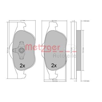 Jeu de 4 plaquettes de frein avant METZGER OEM 7701209672
