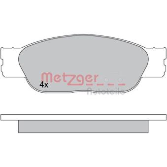 Jeu de 4 plaquettes de frein avant METZGER OEM XR812435 Jeu de 4 plaquettes de frein avant METZGER OEM XR812435