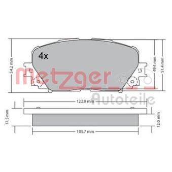 Jeu de 4 plaquettes de frein avant METZGER OEM 0446552270
