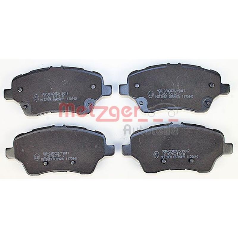 Jeu de 4 plaquettes de frein avant METZGER 1170640 - Visuel 1