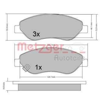 Jeu de 4 plaquettes de frein avant METZGER OEM 93189822