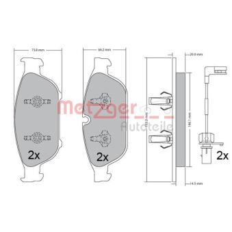 Jeu de 4 plaquettes de frein avant METZGER OEM 4G0698151B
