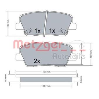 Jeu de 4 plaquettes de frein arrière METZGER OEM 583022MA90