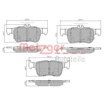 Jeu de 4 plaquettes de frein arrière METZGER OEM DG9C2M007GA