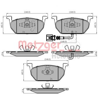 Jeu de 4 plaquettes de frein avant METZGER OEM 5Q0698151E