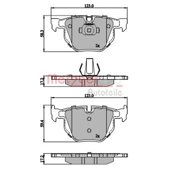 Jeu de 4 plaquettes de frein arrière METZGER OEM 34216868497