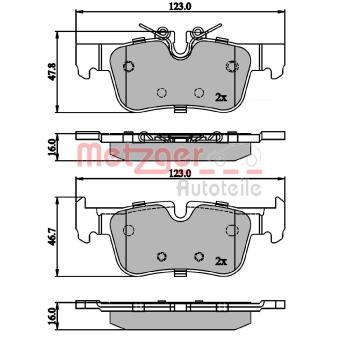 Jeu de 4 plaquettes de frein arrière METZGER OEM 34216859917 Jeu de 4 plaquettes de frein arrière METZGER OEM 34216859917