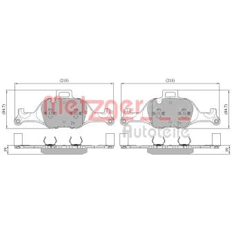Jeu de 4 plaquettes de frein avant METZGER OEM 6883469