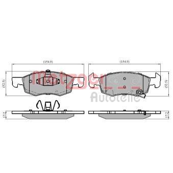 Jeu de 4 plaquettes de frein avant METZGER OEM 95524972