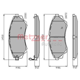 Jeu de 4 plaquettes de frein avant METZGER OEM UMY43328Z
