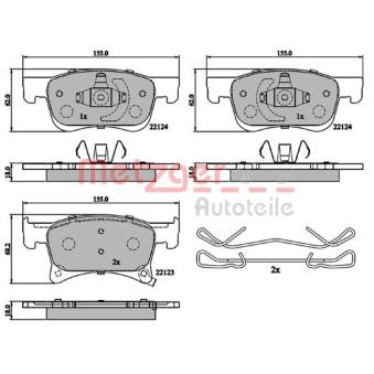 Jeu de 4 plaquettes de frein avant METZGER OEM 95517029