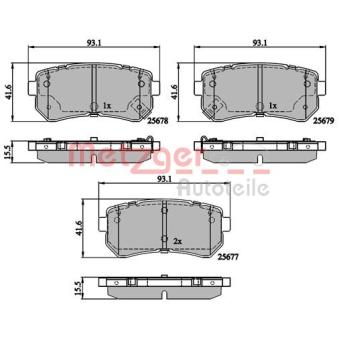 Jeu de 4 plaquettes de frein arrière METZGER OEM 583021YA30 Jeu de 4 plaquettes de frein arrière METZGER OEM 583021YA30