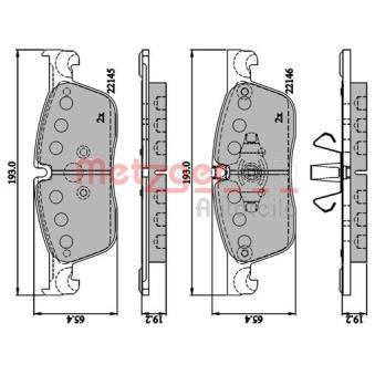 Jeu de 4 plaquettes de frein avant METZGER OEM LR160486