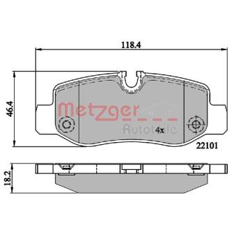 Jeu de 4 plaquettes de frein arrière METZGER OEM 4474200320