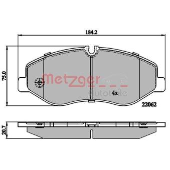 Jeu de 4 plaquettes de frein avant METZGER OEM A4474200220