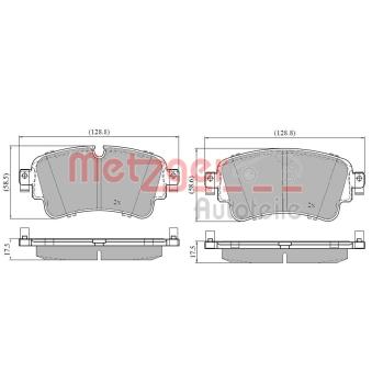 Jeu de 4 plaquettes de frein arrière METZGER OEM 8W0698451P