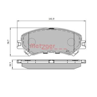 Jeu de 4 plaquettes de frein avant METZGER OEM 7711946208