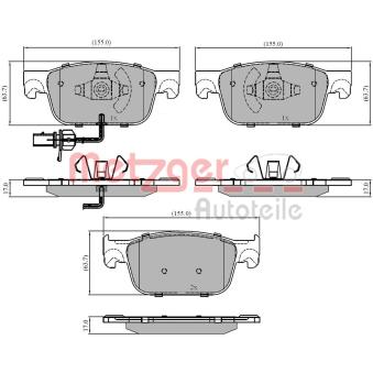 Jeu de 4 plaquettes de frein avant METZGER OEM 8W0698151K