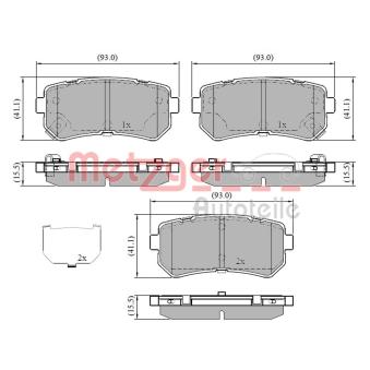 Jeu de 4 plaquettes de frein arrière METZGER OEM 58302D7A00