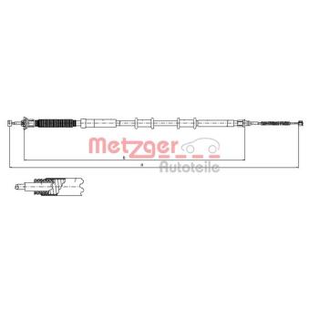 Tirette à câble, frein de stationnement arrière droit METZGER [12.0716]
