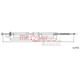 Tirette à câble, frein de stationnement arrière droit METZGER 12.0766 pour FIAT PANDA 0.9 Natural Power - 86cv