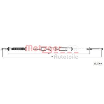 Tirette à câble, frein de stationnement METZGER 12.0769 pour FIAT 500L 1.3 D Multijet - 84cv