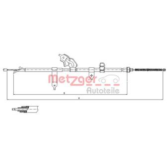 Tirette à câble, frein de stationnement arrière gauche METZGER 17.1080 pour TOYOTA YARIS 1.3 VVT-i - 87cv