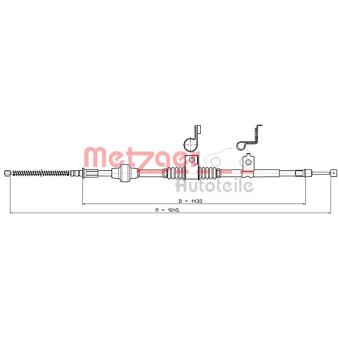 Tirette à câble, frein de stationnement arrière gauche METZGER 17.2294