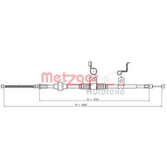 Tirette à câble, frein de stationnement arrière droit METZGER 17.2295