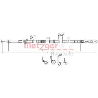 Tirette à câble, frein de stationnement arrière droit METZGER [17.2301]
