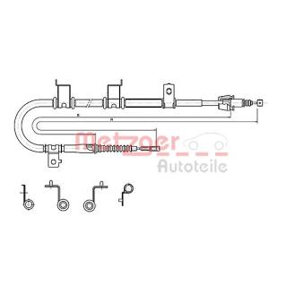 Tirette à câble, frein de stationnement arrière droit METZGER OEM 597702L300
