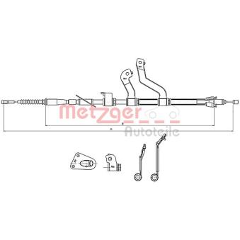 Tirette à câble, frein de stationnement arrière droit METZGER 17.2580 pour HYUNDAI I30 1.4 CRDi - 90cv