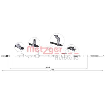 Tirette à câble, frein de stationnement arrière gauche METZGER [17.2596]