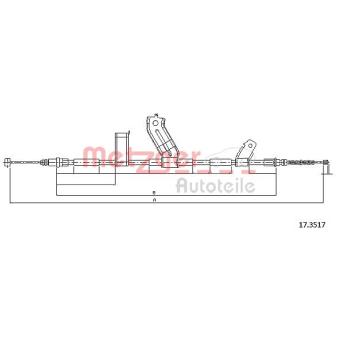 Tirette à câble, frein de stationnement arrière droit METZGER 17.3517