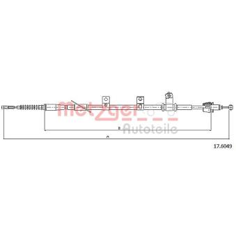 Tirette à câble, frein de stationnement arrière droit METZGER OEM 597703W200 Tirette à câble, frein de stationnement arrière droit METZGER OEM 597703W200