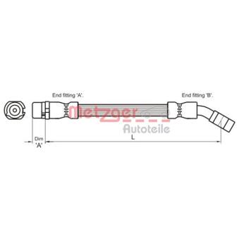 Flexible de frein METZGER 4112834 pour CUPRA TERRAMAR 1.7 CDTI 16V - 101cv